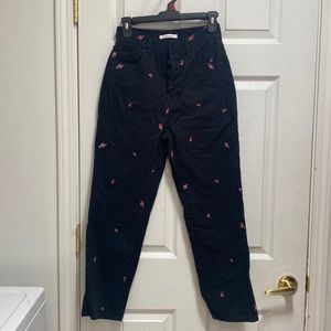 PacSun mom jeans black with red roses
